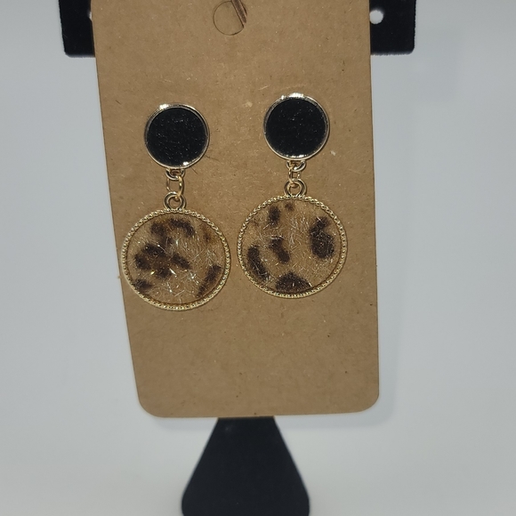 Fashion animal print round dangling earrings - Picture 1 of 5